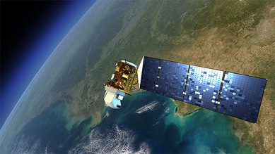 Artist's rendering of a satellite in Earth's orbit