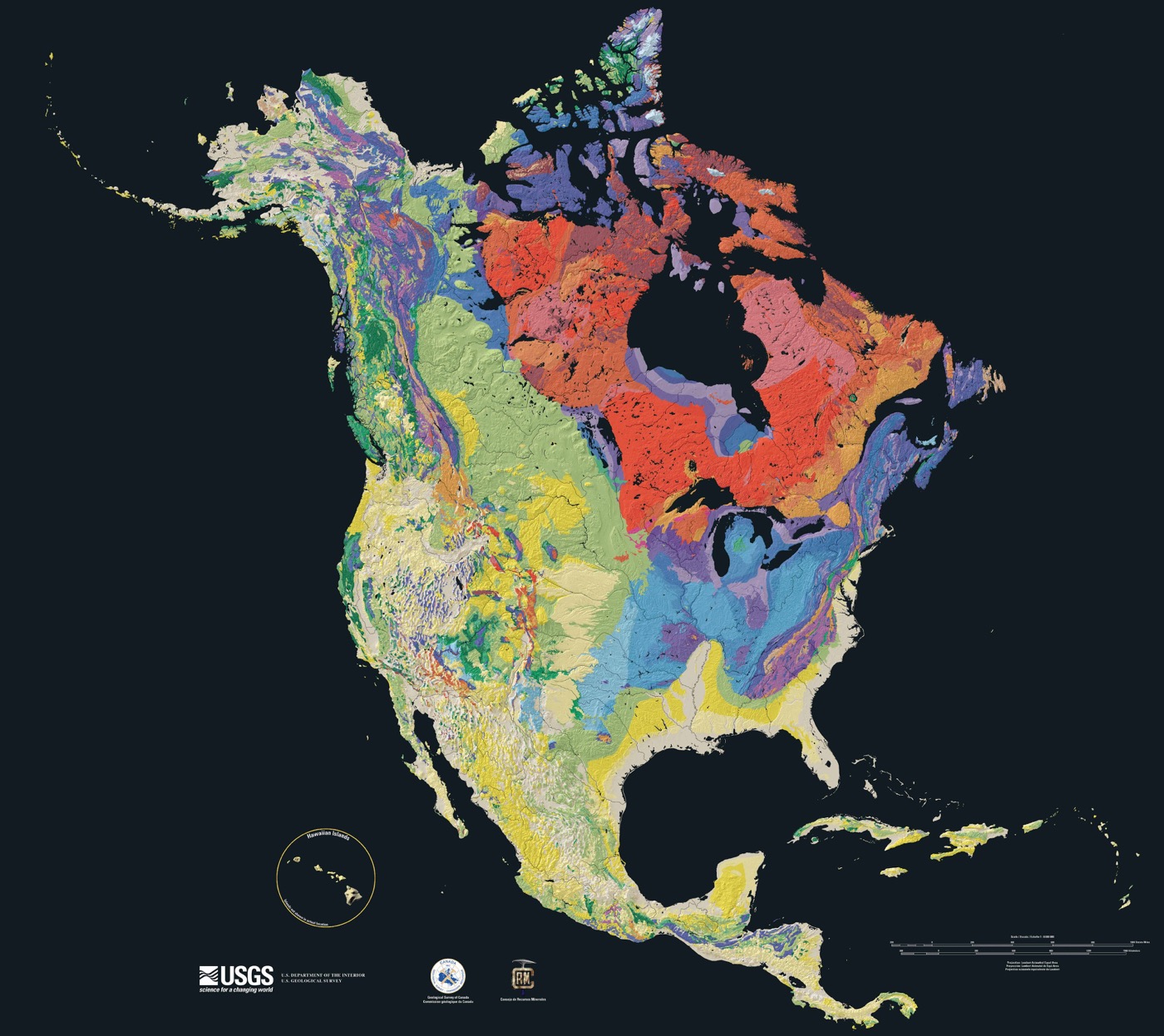 a map showing the age of geology in the US