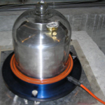 Metal dome housing a seismometer