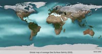 Promedio de salinidad de la superficie del mar 2009