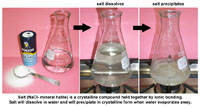 La sal se disuelve y precipita del agua