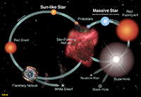 Illustration of the life cycle of stars.