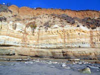 Sedimentary layers at the Del Mar Dog Beach