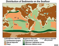 Distribución de sedimentos oceánicos por tipo