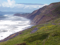 Coastal landsliding at Thornton Beach near San Francisco