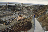 Damage from a 1993 tsunami in Japan