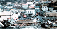 Tsunami damage from the Alaska 1964 tsunami