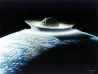 Asteroide que impacta la tierra