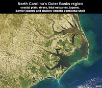 Carolina del Norte Outer Banks vista satelital