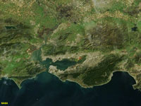 Satellite view of San Francisco and Monterey Bay region