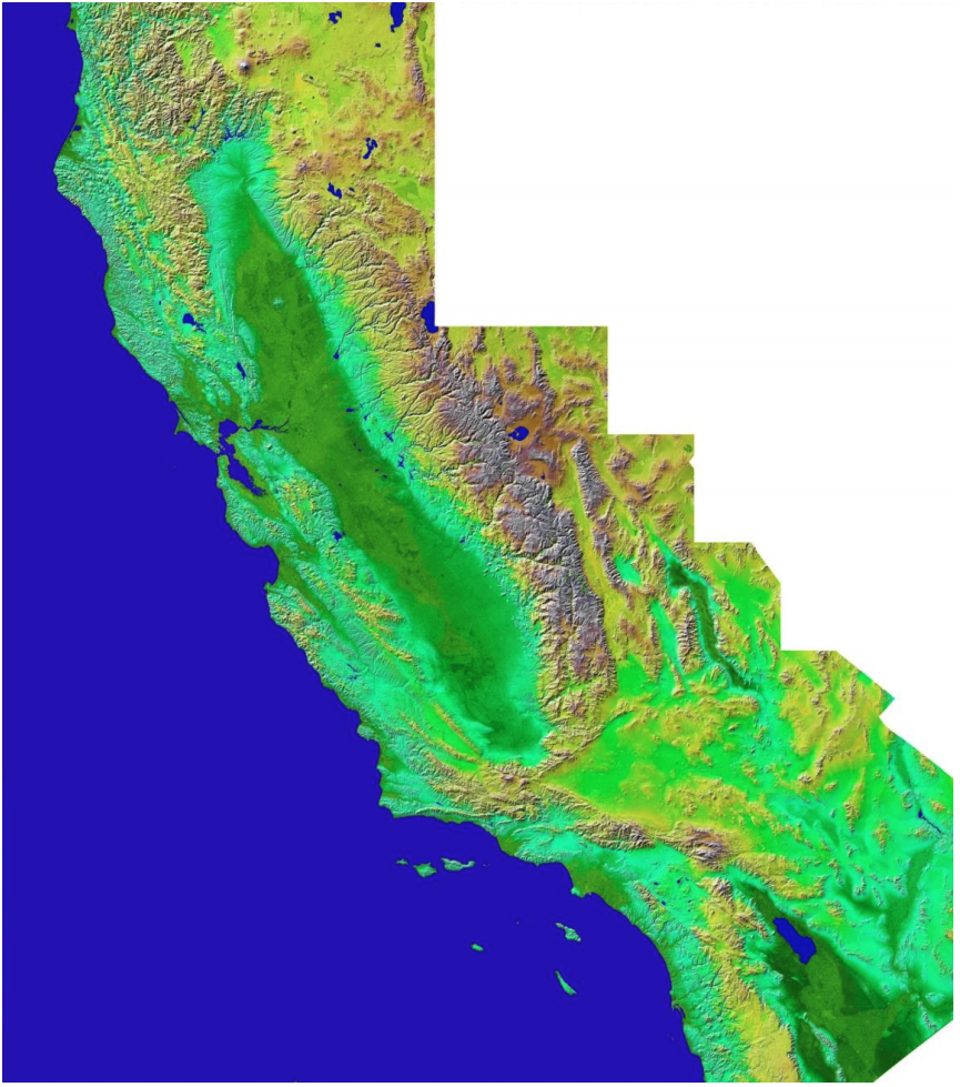 Figure 2.4, landforms in California.