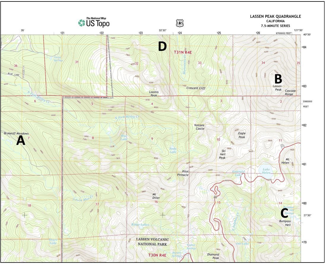 Figure 2.26, topographic map of Lassen Peak
