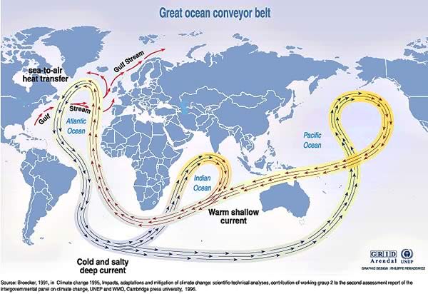 Map showing Great Ocean Conveyor Belt