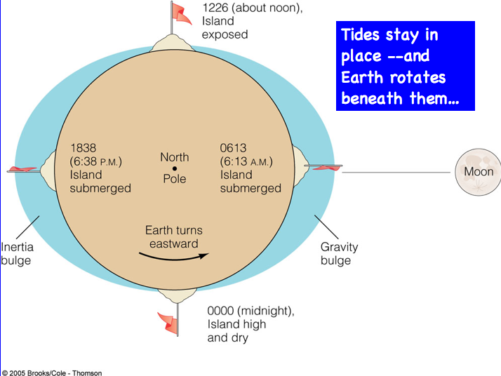 Image of the Earth, and island, and the tides–see text below