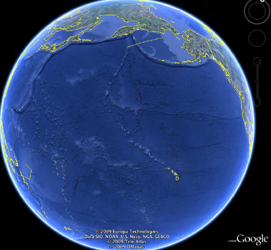 Image of the earth from Google Earth. See paragraph above for description