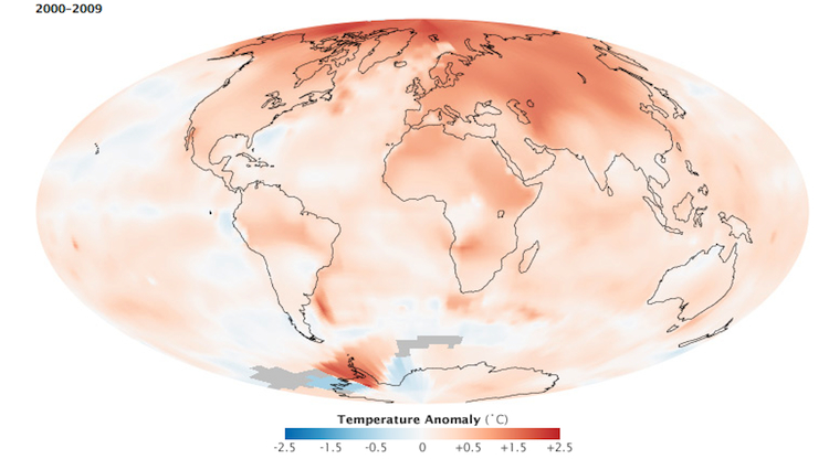 Anomalía de Temperatura 2000-2009
