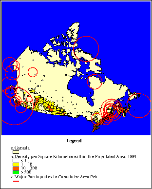 Terremotos en Canadá mapa
