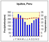 Climograma para Iquitos, Perú