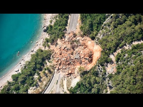 Thumbnail for the embedded element "What causes a landslide? | Natural Disasters"
