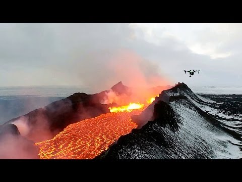 Thumbnail for the embedded element "Lake Of Fire: Drone Footage Of Icelandic Lava River"
