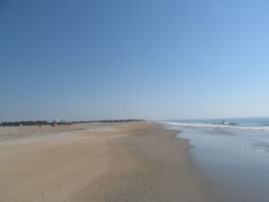 Photograph of sandy beach at Assateauge Island, Virginia. It's very flat.