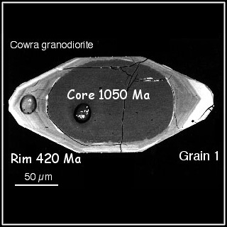 SHRIMP allowed in situ dating of discrete zones in zircon. This revealed for the first time the true complexities of the geochronology of this mineral as well as its ability to record individual geological events. With permission from the Research School of Earth Sciences, Australian National University College of Science, http://shrimp.anu.edu.au/shrimp/history.php