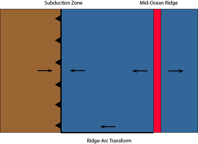 Ridge-arc transform fault