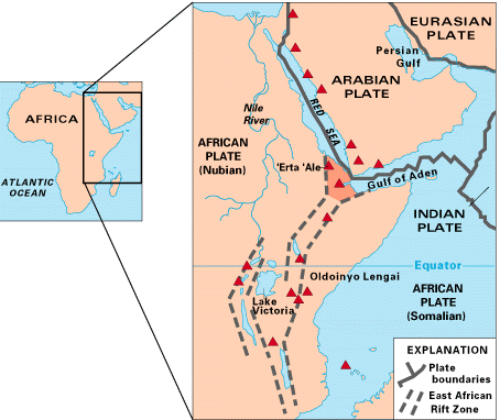 The rift is a series of rift valleys in eastern Africa.