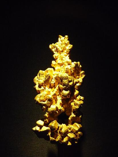 Irregular-shaped gold nugget.