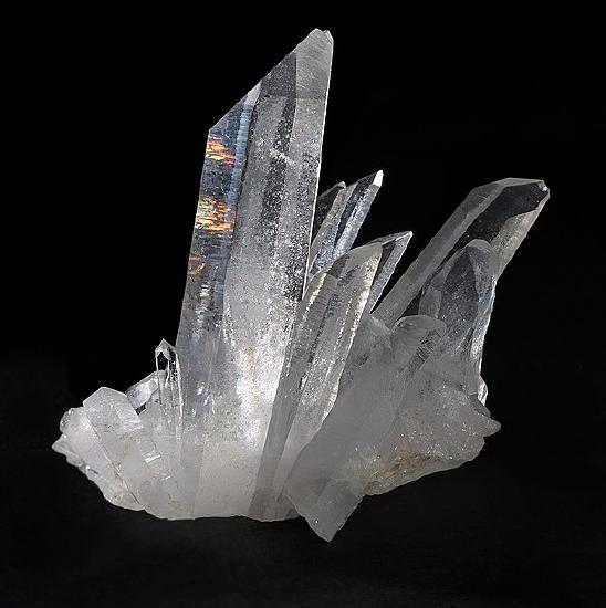 Freely grown quartz crystals showing crystal faces