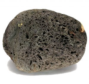 A gray lava rock full of bubbles called scoria.