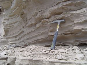 The light gray layers that look like dried mud are very thin.