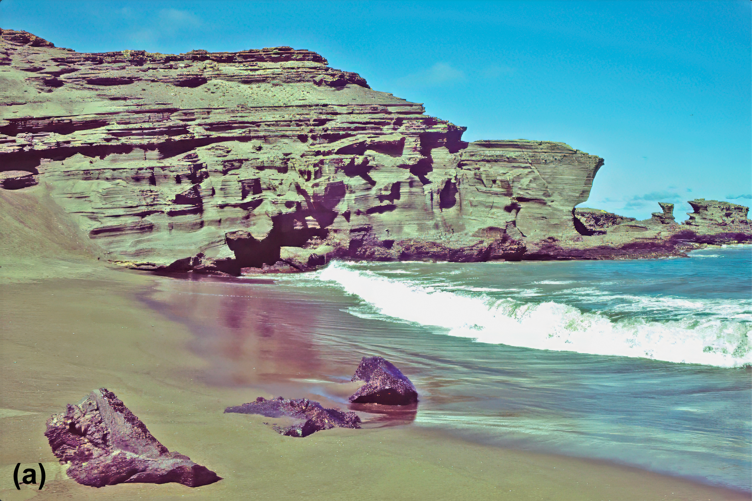 Sandy beach with eroded cliffs