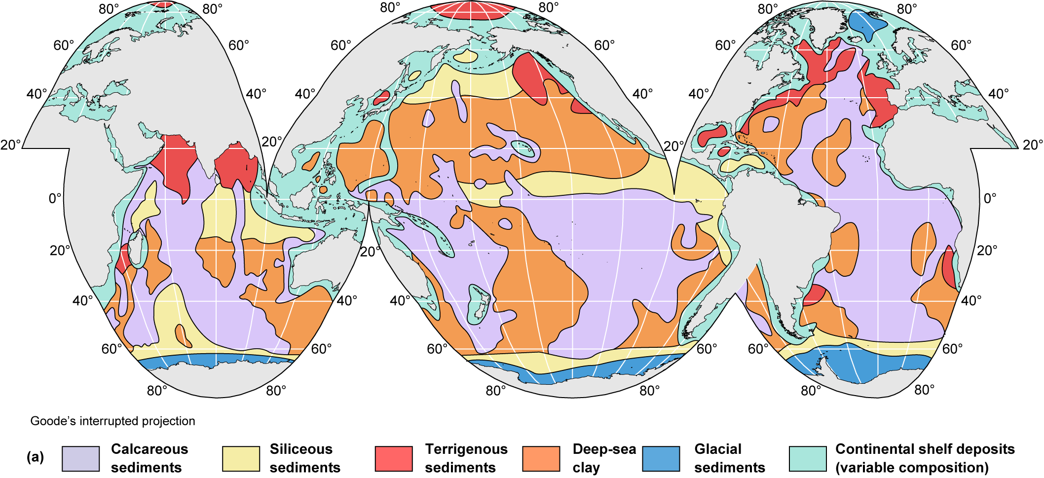 Global map of sea floor sediment types