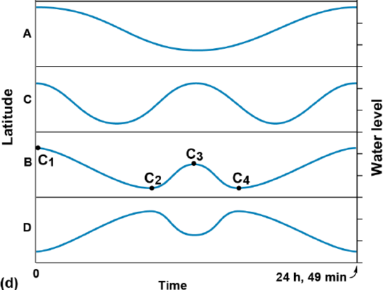 Graph of water level by latitude points