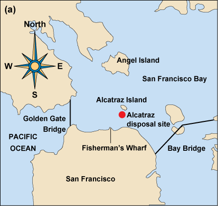 Map of San Francisco Bay and Alcatraze disposal site