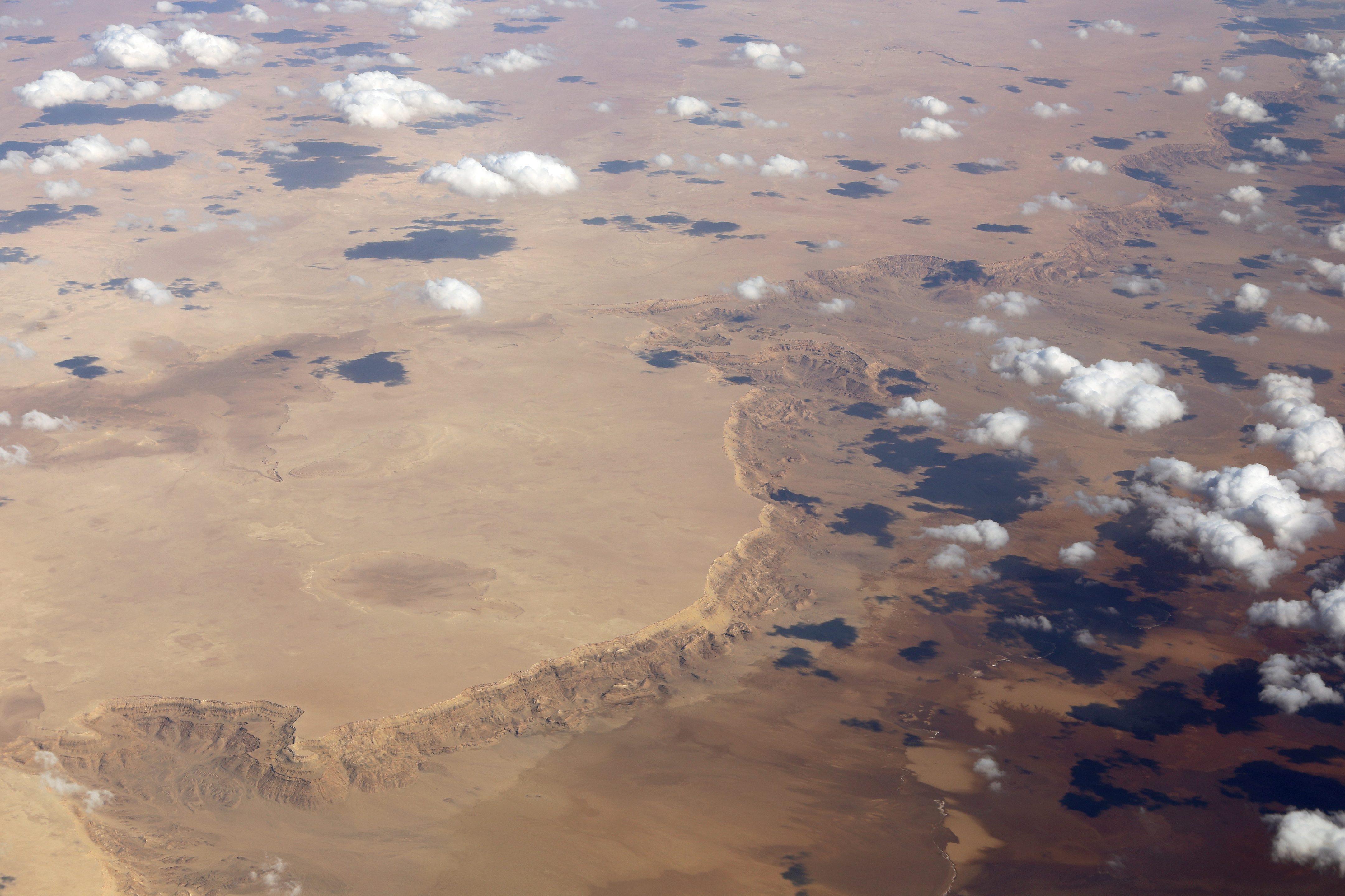 Satellite view of the vast, arid Qattara Depression basin in Egypt.