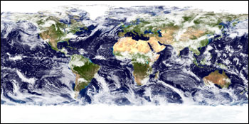 Earth with clouds on a typical day.