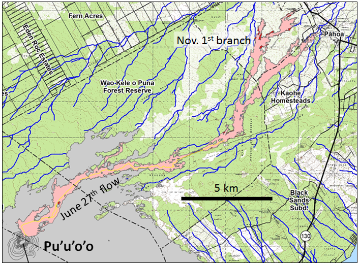 The U.S. Geological Survey Hawaii Volcano Observatory (HVO) map. Image description available.