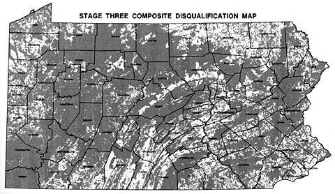 Etapa tres mapa compuesto de descalificación de Pensilvania