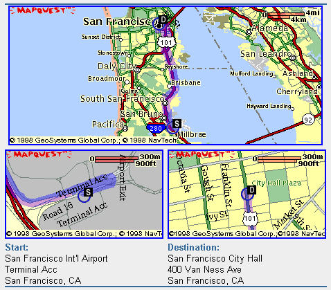 Captura de pantalla de mapas de MapQuest