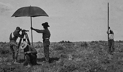Foto de un equipo de nivelación en 1916