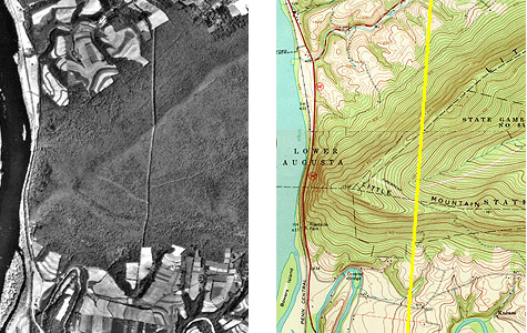 Comparación de mapa topográfico e imagen aérea no rectificada