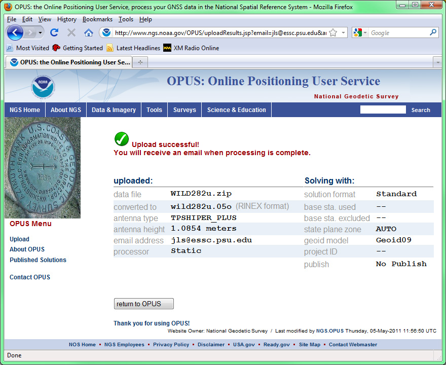 Captura de pantalla del sitio web de OPUS