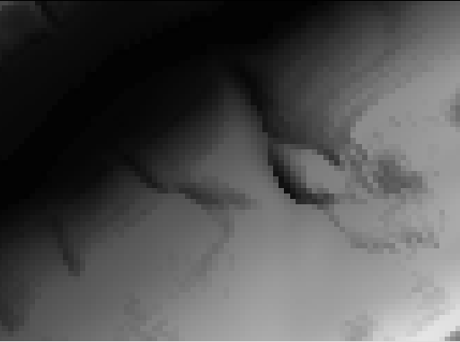 Imagen de un DEM con píxeles sombreados de claro a oscuro en proporción a la elevación