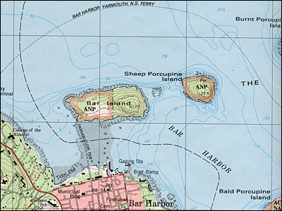 Portion of topographic map showing ocean depths