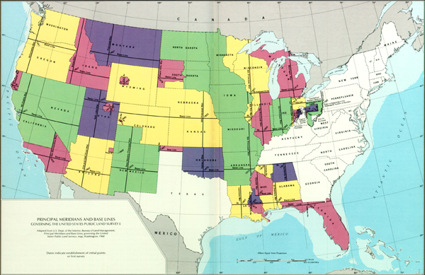 Mapa de Sistema de Levantamiento Público de Tierras de Estados Unidos