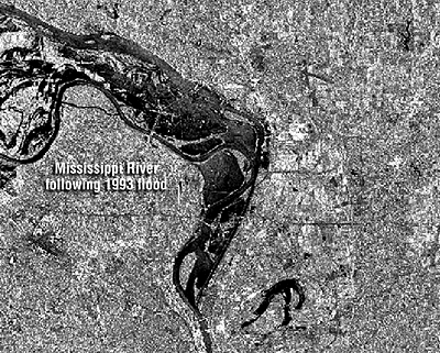 Imagen satelital de inundaciones en Misisipi