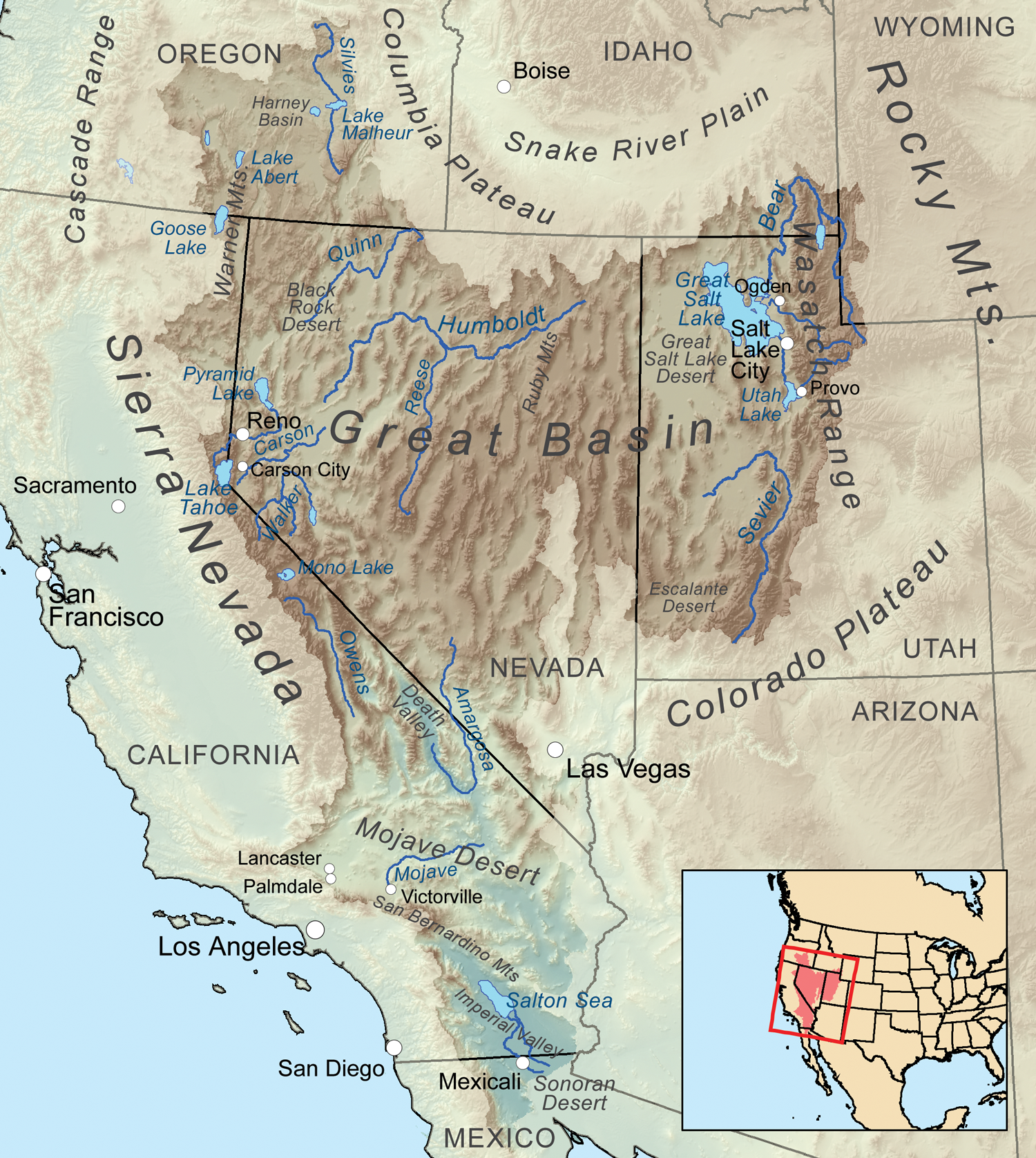 13.5: The Great Basin and the Basin and Range   Geosciences LibreTexts