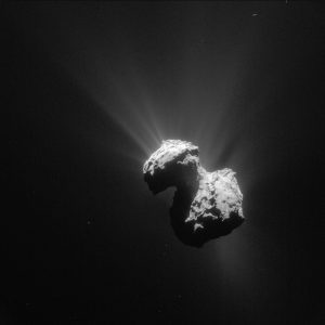 Jets are seen coming off of the comet.